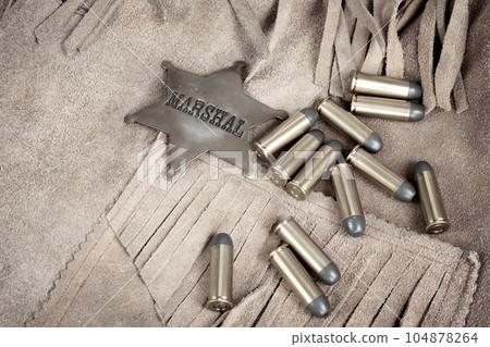 Old west marshal badge with ammunition Old west marshal badge with ammunition 104878264