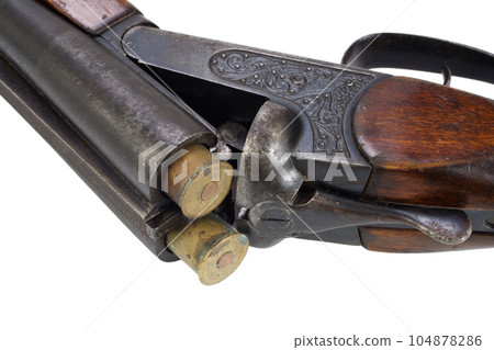 Sawn-off shotgun isolated on white. 104878286