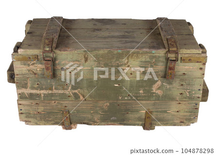 Army ammunition wooden crate. Army ammunition wooden crate. 104878298