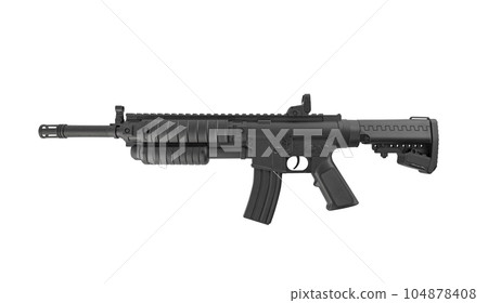 Assault rifle isolated on white background with clipping path Assault rifle isolated on white background with clipping path 104878408