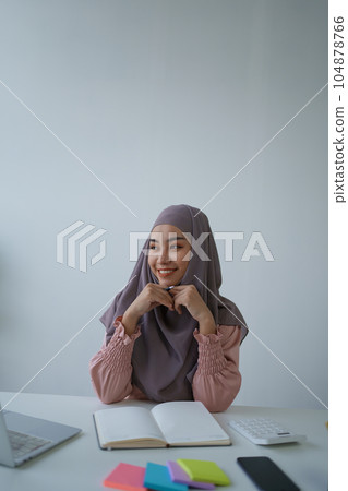 Business, finance and employment, female successful entrepreneurs concept. Confident smiling Muslim woman. 104878766