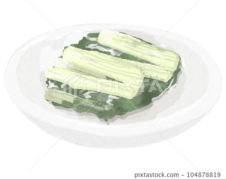 野澤鹹菜盛在白碗裡 104878819