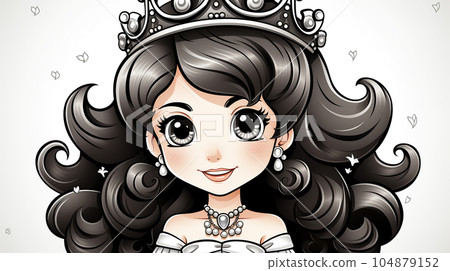 Painted fairy princess with long hair, cartoon character, children's stories 104879152