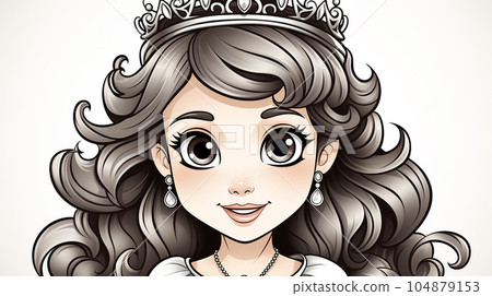 Painted fairy princess with long hair, cartoon character, children's stories 104879153