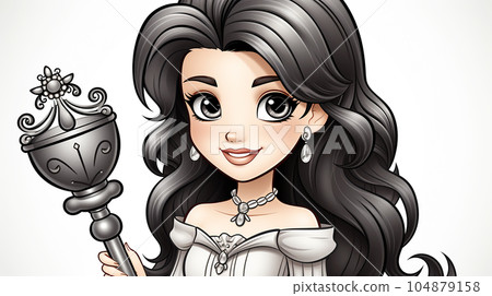 Painted fairy princess with long hair, cartoon character, children's stories 104879158