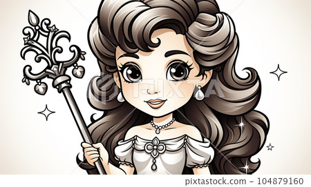 Painted fairy princess with long hair, cartoon character, children's stories 104879160