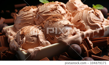 Delicious home made ice cream with coffee, desert menu, sweet concept Delicious home made ice cream with coffee, desert menu, sweet concept 104879171