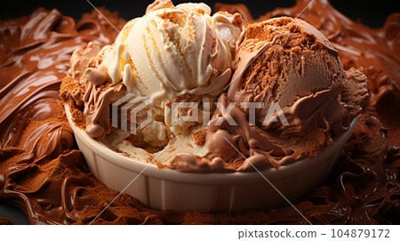 Delicious home made ice cream with coffee, desert menu, sweet concept Delicious home made ice cream with coffee, desert menu, sweet concept 104879172