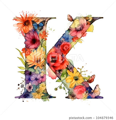 Modern monogram K watercolor, great design for any purposes. alphabet Modern monogram K watercolor, great design for any purposes. alphabet 104879346