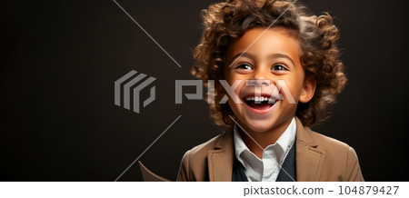 Portrait Little happy schoolboy with a book, school learning concept Portrait Little happy schoolboy with a book, school learning concept 104879427