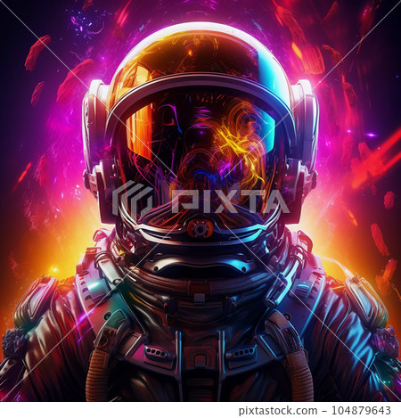 Astronaut on Abstract Bright Background 104879643