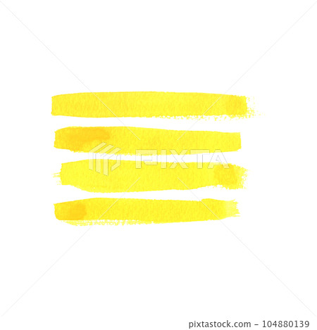 Yellow stripes, brush strokes. Watercolor illustration, hand drawn. Set of isolated objects on a white background. 104880139