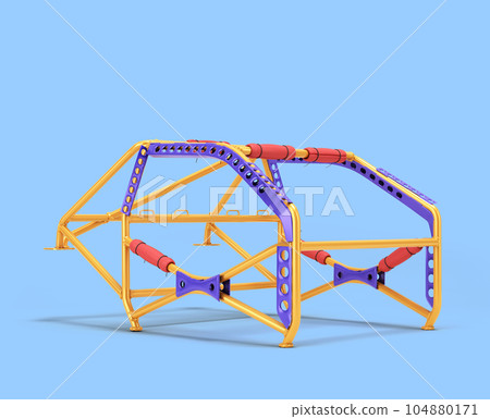 steel frame amplifier for car body 3d render on blue 104880171