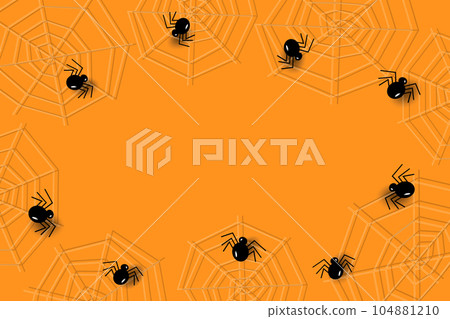 Abstract frame for Halloween with cobwebs, spiders and copy space in trendy Halloween shades. Vector Abstract frame for Halloween with cobwebs, spiders and copy space in trendy Halloween shades. Vector 104881210