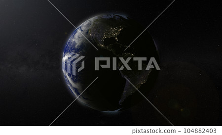 Planet Earth focused on South and North America by night. Illuminated cities on dark side of the Earth. Elements of this image furnished by NASA Planet Earth focused on South and North America by night. Illuminated cities on dark side of the Earth. Elements of this image furnished by NASA 104882403