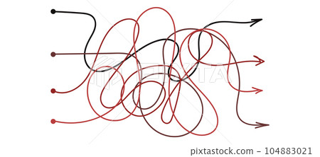 Arrow confused line set. Path line thread. Vector isolated illustration 104883021