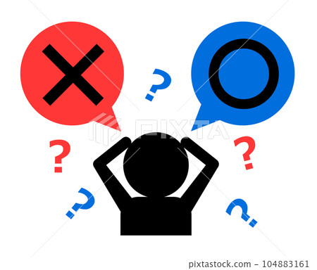 一個遭受圓圈和十字兩種選擇之苦的人的插圖 104883161