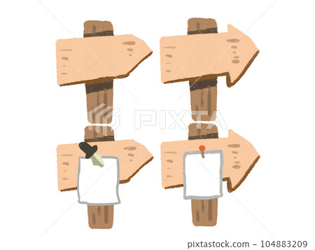 水彩手繪風格箭頭板招牌插圖集 104883209