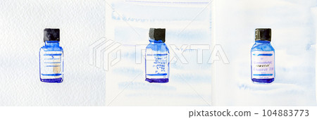 Blackout bottle watercolor 3-piece set Aroma oil/Essential oil Generative AI 104883773