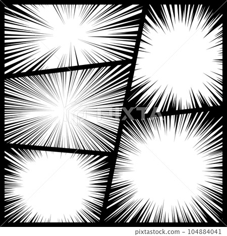 Comic book radial rays, lines. Comics background with motion, speed lines. Pop art style elements. Vector illustration Comic book radial rays, lines. Comics background with motion, speed lines. Pop art style elements. Vector illustration 104884041