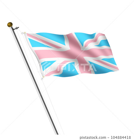 UK Great Britain transgender flagpole 3d illustration with clipping path UK Great Britain transgender flagpole 3d illustration with clipping path 104884418