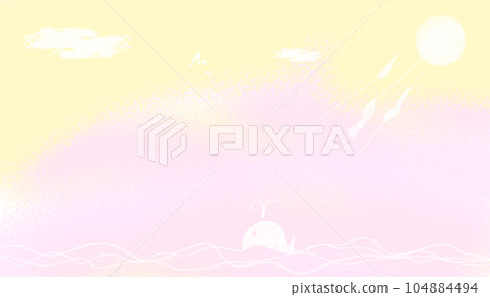 Whale and sea wallpaper yellow and pink Whale and sea wallpaper yellow and pink 104884494
