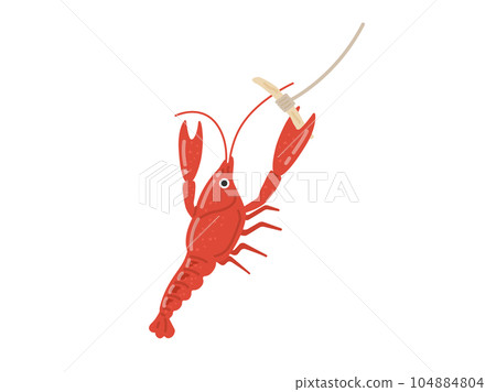 illustration of crawfish fishing illustration of crawfish fishing 104884804