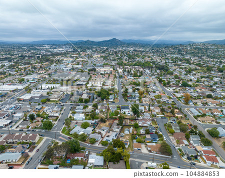 Aerial view of house in La Mesa City in San Diego, California, USA 104884853