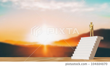 The gold man on stairs for Business concept  3d rendering 104884870