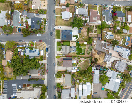 Aerial view of house in La Mesa City in San Diego, California, USA 104884884