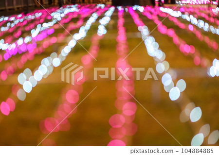 led lights spread down the lawn celebrating Vietnam-Japan diplomatic relations at Bach Dang Wharf Park, Ho Chi Minh City, Vietnam 104884885