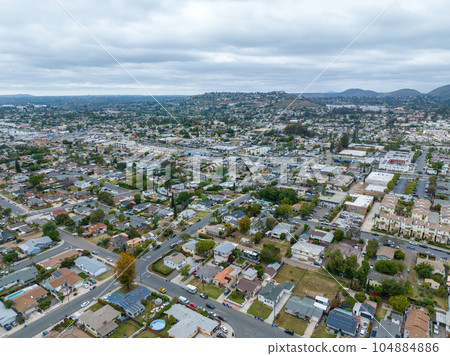 Aerial view of house in La Mesa City in San Diego, California, USA 104884886