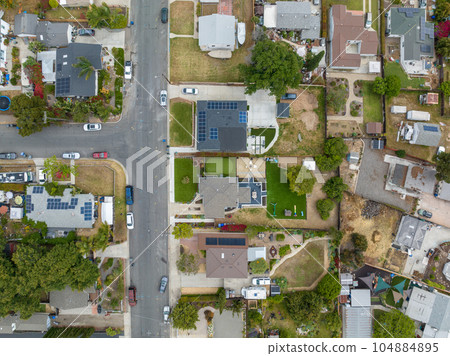 Aerial view of house in La Mesa City in San Diego, California, USA 104884895
