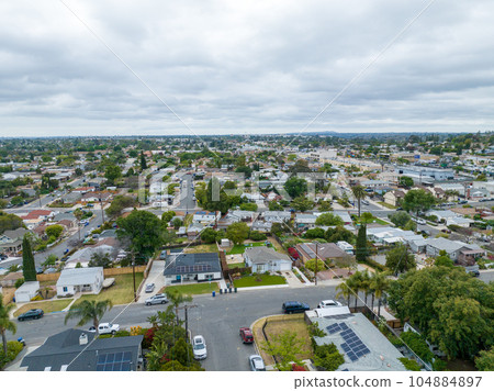Aerial view of house in La Mesa City in San Diego, California, USA 104884897