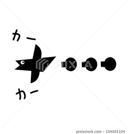 Illustration of a cartoon symbol that expresses a sense of air with a cartoon crow 104885104