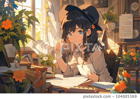 Italian Girls' education model, illustration, generative ai 104885169