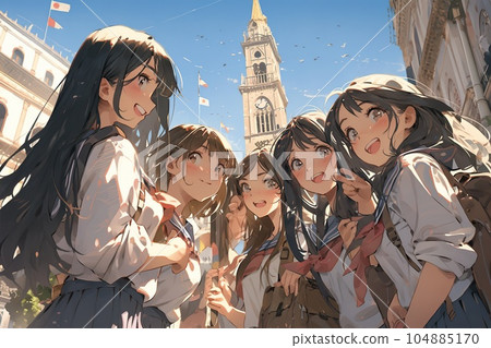 Italian Girls' education model, illustration, generative ai 104885170