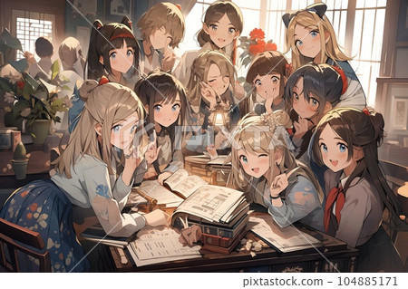 Italian Girls' education model, illustration, generative ai 104885171