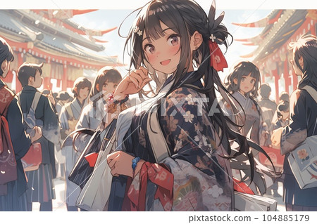 Japan Girls' education model, illustration, generative ai 104885179