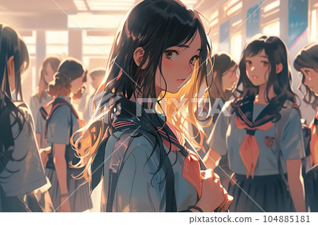 Japan Girls' education model, illustration, generative ai Japan Girls' education model, illustration, generative ai 104885181