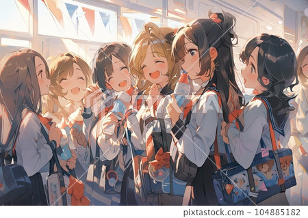 Japan Girls' education model, illustration, generative ai 104885182