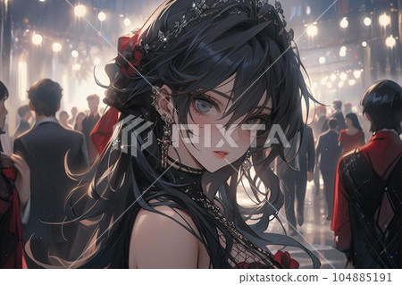 Very Beautiful brunette anime punk girl, illustration, generative ai 104885191