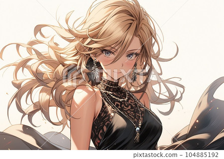 Beautiful kawaii anime girl. Generative AI Stock Illustration