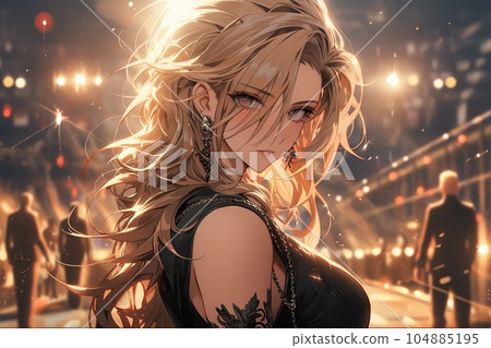 Beautiful kawaii anime girl. Generative AI Stock Illustration