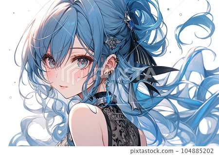 Cute anime girl. AI Stock Illustration