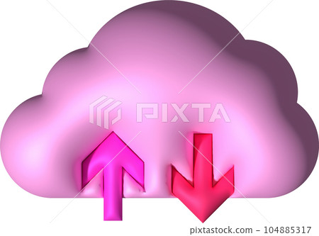 3d illustration icon upload data cloud system data loading symbol. 104885317