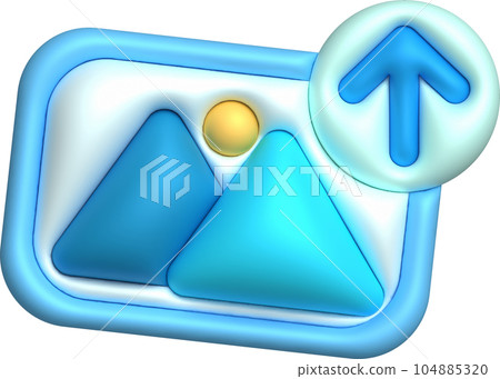 3d illustration icon upload image data data loading symbol. 3d illustration icon upload image data data loading symbol. 104885320