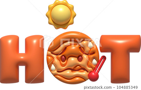 3D illustration. Text HOT. Global warming causes global warming 104885349