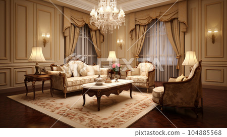 French-style living room AI image 104885568