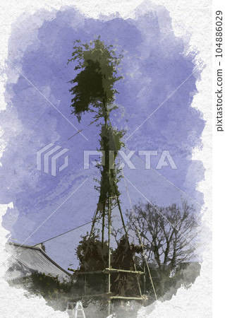 水彩風格的安藝國分寺歷史公園 棟堂燒竹塔 廣島縣東廣島市 水彩風格的安藝國分寺歷史公園 棟堂燒竹塔 廣島縣東廣島市 104886029